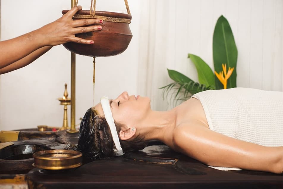Ayurvedic healing ritual in progress